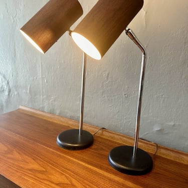 Georg Kovacs Walnut Veneered Desk Lamps