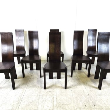 Set of 8 dining chairs by Rob & Dries van den Berghe, 1980s - vintage dining chairs - set of vintage dining chairs 