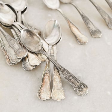 vintage french silverplate teaspoons, set of 17