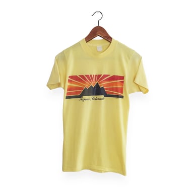 vintage Colorado shirt / 80s Aspen shirt / 1980s Aspen Colorado sunrise mountain t shirt XS 