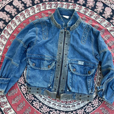 Vintage ‘80s GASOLINE JEANS stonewash denim jacket / 1980’s jean jacket, slouchy, unisex, M 