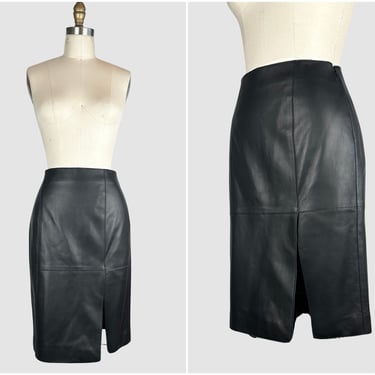 THE ROW Black Lambskin Leather Pencil Skirt | Designer, Minimalist, Fitted High Waist | Small, Size 4 
