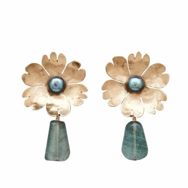 Carnation Bronze Aquamarine Earring