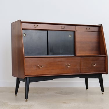 Mid-Century Modern Black & Brass Bar Cabinet by G-Plan 