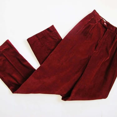 90s High Waist Corduroy Pants 26 Small - Liz Claiborne Burgundy Dark Red Pleated Cord Trousers - Nerdy Academic Womens Pants 