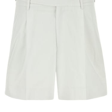 Dolce & Gabbana Men White Stretch Gabardine Bermuda Shorts