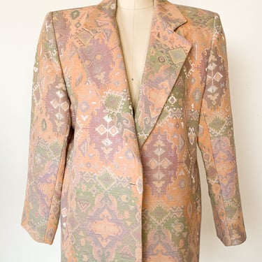 80s Pastel Geo Knit Blazer Jacket, sz. L