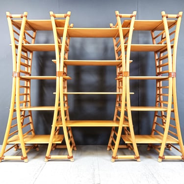 Vintage bamboo wall unit, 1970s - vintage bookcase - vintage etagere - design bookcase - bohemian style 