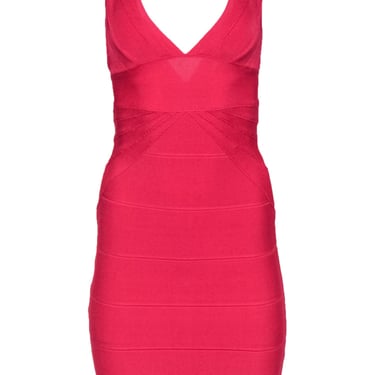 Herve Leger - Hot Pink Plunging Bandage Bodycon Dress Sz XS
