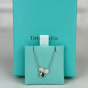 Tiffany  Platinum Small Diamond Paper Flowers Pendant Necklace, New In Box