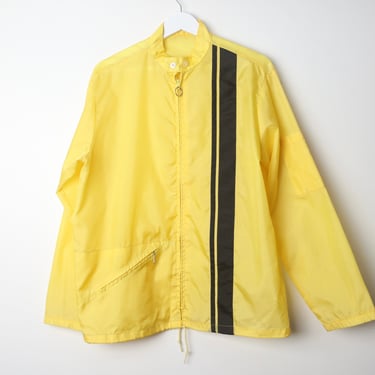 vintage YELLOW & black RACING 1960s 70s camaro style nascar lightweight JACKET -- size large 