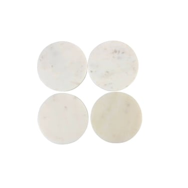 White Marble Round Coasters | Set of 4