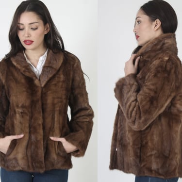 Autumn Haze Mink Short Waist Coat / Genuine Real Cropped Jacket / Fur Back Collar Waistcoat S 