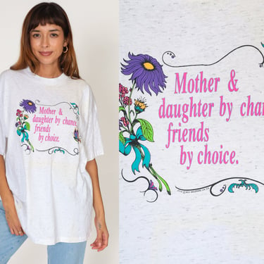 Mother and Daughter Shirt 90s Mom T-Shirt Floral Butterfly Friends By Choice Graphic Tee Mother's Day Gift Single Stitch Vintage 1990s XL 