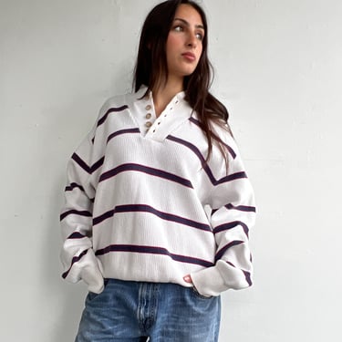 Vintage Cotton Stripe Fisherman Sweater (L)