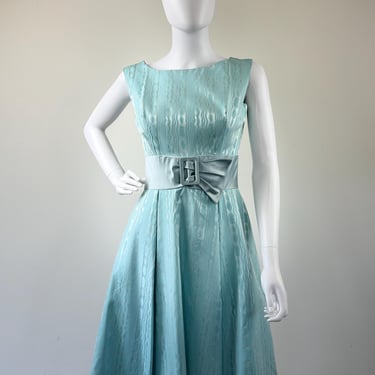 1950s Emma Domb Iridescent Blue Dress with Jacket 