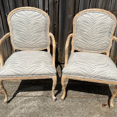Serge Roche style - palm frond arm chairs - a pair 