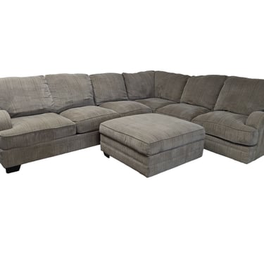 Beige Fabric Modular Sectional With Ottoman