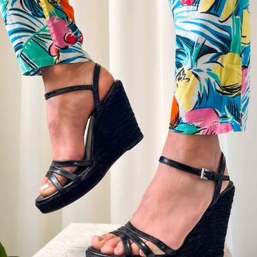 Prada Black Espadrille Wedges | 8