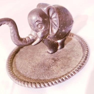 Silver-plated Elephant Vintage Ring Holder jewelry dish 