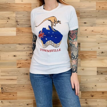 70's Australia Vintage 1970s Townsville AUS Kangaroo Travel Tee Shirt T-Shirt 