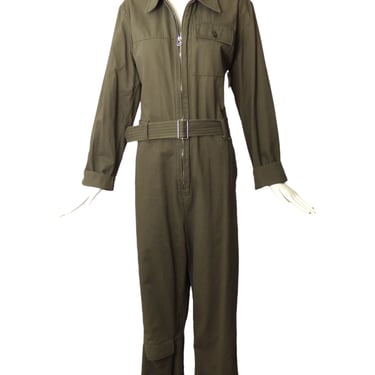 LOROD- Olive Green Cotton Utility Jumpsuit, Size 6