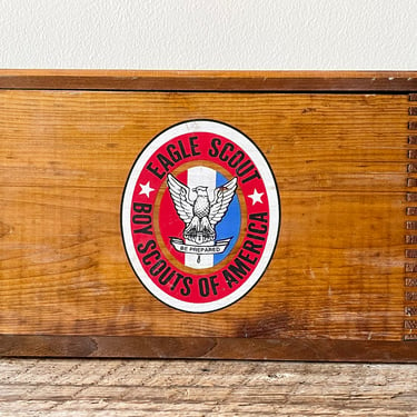 Eagle Scout Boy Scouts of America Keepsake Wood Box with Lid | Boy Scout Gift | Vintage Americana | Rustic Storage | Boy Room Decor 