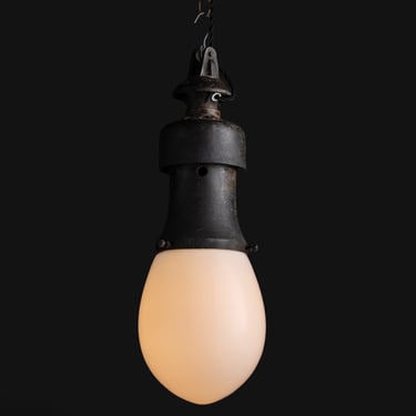 Opaline & Iron Pendant by AEG