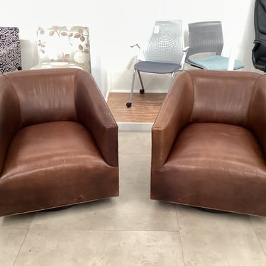 Restoration Hardware Italian Swivel Chair Pair