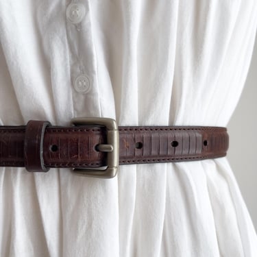 brown leather belt 90s vintage brown leather statement belt 