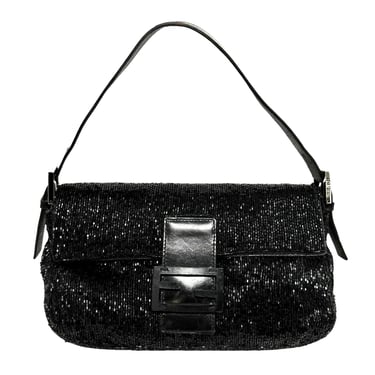 Fendi Black Beaded Baguette