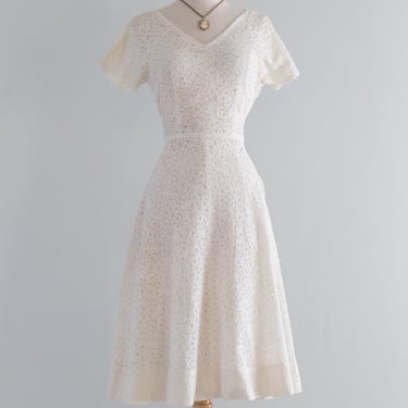 Simply Beautiful 1950's Cotton Lace Dress By Henry Rosenfeld / Small
