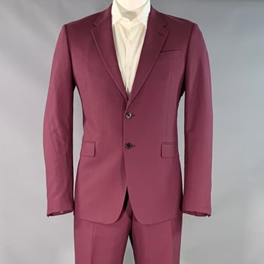 PAUL SMITH Size 42 Byard Burgundy Glenplaid Wool Notch Lapel Suit