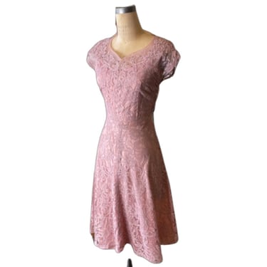 1950s pink lace dress 