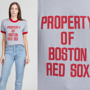 80s Boston Red Sox Ringer T Shirt - Men's XS, Women's Small | Vintage Grey Red Trim MLB Baseball Graphic Tee 