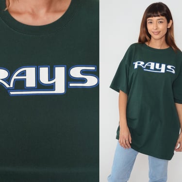 Tampa Bay Rays Shirt 90s MLB T-Shirt Florida Baseball Team Graphic Tee Retro Sportswear TShirt Green Vintage 1990s Majestic Extra Large xl 