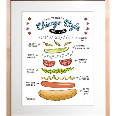 11x14 Making of a Hot Dog Chicago Art Print
