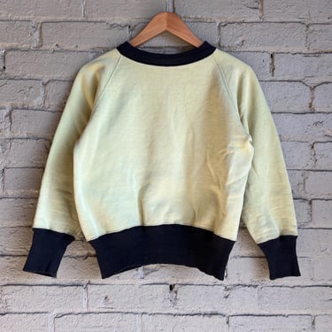 Sm, Vintage 1940s 1950s Yellow and Black Two Tone Cotton Sweatshirt 