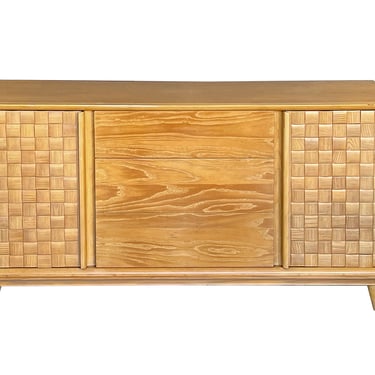 Rare Paul László for Brown-Saltman Basketweave Sideboard