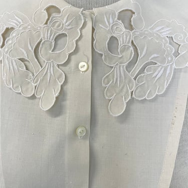 1970s 70s 1980s Vintage Collar Lace Eyelet Dickie  Victorian Inspired 