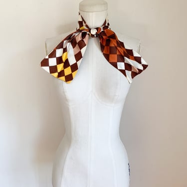 Vintage 1960s/70s Harlequin Print Ascot Tie // Hair Bow 