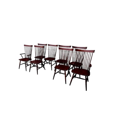 8 Tom Seely Shaker High Back Style Oak Wood Dining Chairs VV261-1