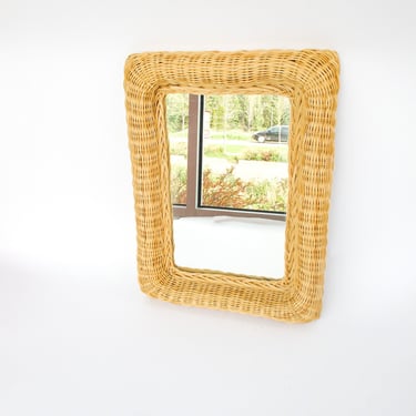 Rectangular Woven Wicker Wall Mirror 