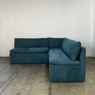 Contemporary Leather Banquette in Deep Teal 