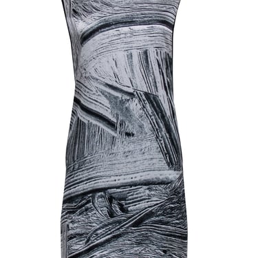 Helmut Lang - White &amp; Black Print Silk Sleeveless Dress Sz P