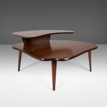 Mid Century Two-Tiered Coffee Table in Oak Stained Walnut after Paul Laszlo, c. 1960s 