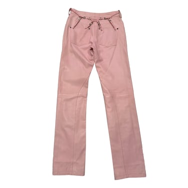 Dior Pink Bondage Leather Pants