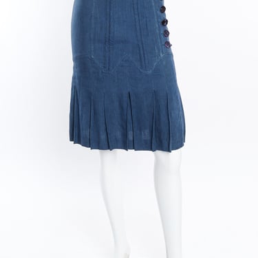 Chambray Pleated Corset Skirt
