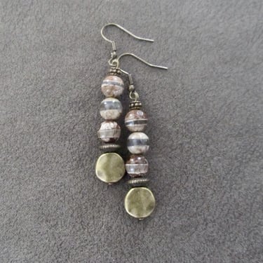 Tibetan agate and bronze earrings 222 