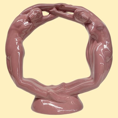 Vintage Haeger Statue Retro 1980s Contemporary + Eternity Circle of Love + 6037 + Pink Ceramic + Sculpture + Man + Woman + Modern Home Decor 